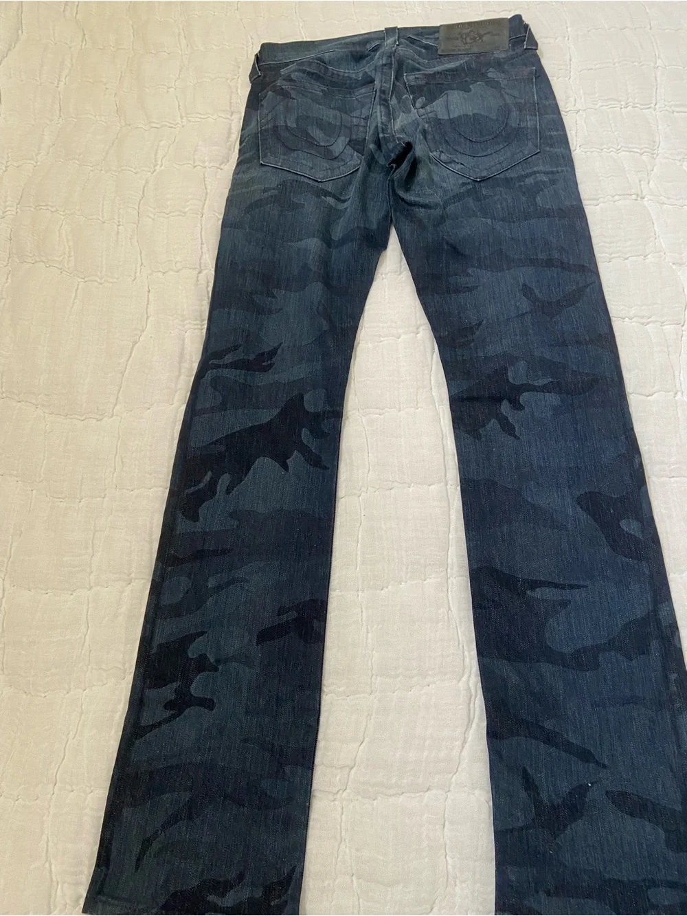 True Religion Men's Navy Camouflage Straight Jeans